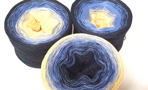 Wolle bobbel blau - gelb,