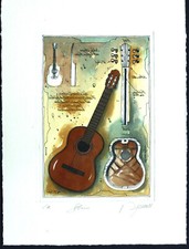 Dieter PORTUGALL " Gitarre " Farbradierung 1997 handsigniert e.a.