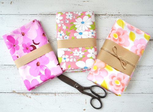 Vintage stoff paket blumen - stoff,
