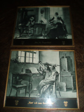 2 nostalgische Bilderrahmen goldfarbig + alte Kunstdrucke