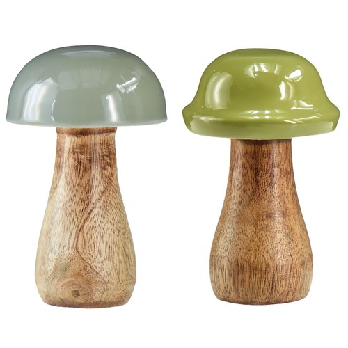 Holz deko pilze - holz, grün