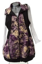 NEU DESIGNER TUNIKA KLEID ÜBER HOSE HÄNGERCHREN WESTE ZIPP LILA / SCHWARZ 46 48