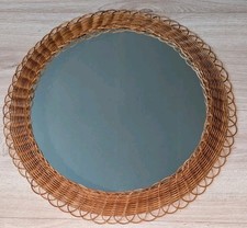 Wandspiegel Spiegel Rattan Korbgeflecht Ø 50 cm Vintage 60er 70er Top Zustand