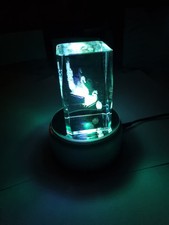 Set 3D Kristall – Schwäne & Buddha mit LED Drehpodest