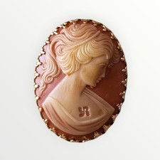 Vintage Gemme Brooch Gold Kamee Brosche Anhänger Stecker Biedermeier Schaumgold