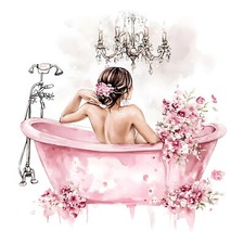 Wandbild Frau Badewanne