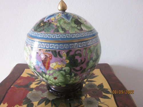 Cloisonné vase deckeldose - cloisonné, vase/deckeldose