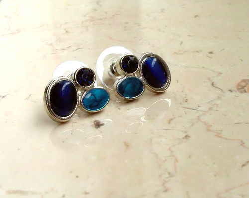 Ohrringe strass glitzer blau - ohrringe,