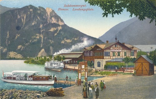 Aus ebensee mit dampfer - ak,
