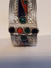 Berber Kabyle Armreif mit Emaliertem Muster , Silber