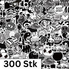 300x Stickerbomb Schwarz Weiß