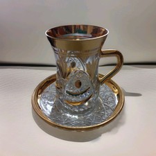 6 teiliges türkisches Teegläser Set mit Glasuntersetzer und 6 Teelöffel