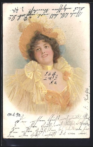 Lithographie junge frau - junge, im