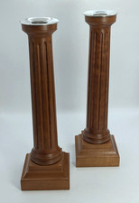 David LINLEY Holz / Holz & versilbert Paar geriffelte Säulen Kerzenständer