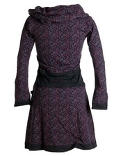 Vishes Bedrucktes Kleid aus Baumwolle mit Schalkragen für Damen