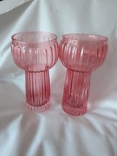 Hyazinthenglas, Rosa , Rillenoptik 15cm h, Ø 7,4 cm . 2 st
