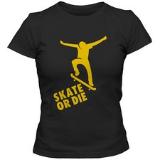 Damen T-Shirt Skateboard Skater Half Pipe Longboard Board Shirt Tee