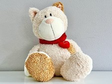✅ NICI Katze mit Halsband HERZ + LOVE Plüsch- Stofftier ca. 50cm /beige braun