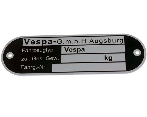 Typenschild vespa gmbh - typenschild,