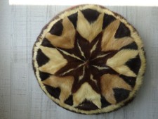 Nerz Kissen rund mehrfarbig Echt Pelz Vintage Sofakissen Größe  40x40 cm