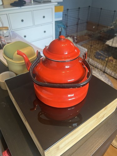 Vintage emaille kanne rot - emaille, –