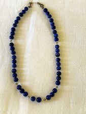 Edelstein Kette Lapis Lazuli Halskette- L-42+4cm  Verschluss Silber 925 Schöne !