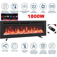 30-60" Elektrokamin Wandkamin Einbaukamin Elektrischer Kamin Flammeneffekt 1800W