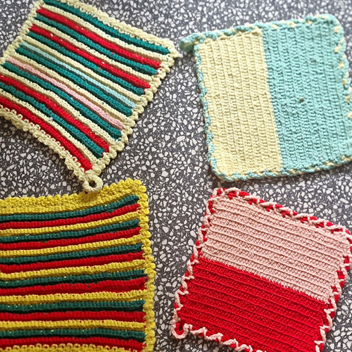 4er set gehäkelte topflappen - 4er,