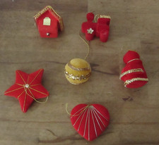 6 x Koestel Weihnachtsbaumanhänger rot alt Samt