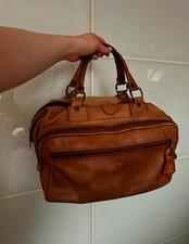 Riesige ECHT LEDER TASCHE XL cognac Braun Shopper WEEKENDER GROß VINTAGE TOP
