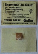 Streichholzetikett Gaststätte "Am Kreuz" Essen-Stoppenberg Stern Biere (145028)