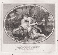 Liebespaar lovers Erotik couple Kupferstich engraving gravure 1750