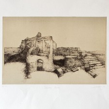 Walter Herzog Rom Ruinen Italien Landschaft Radierung  1979 signiert 28/100