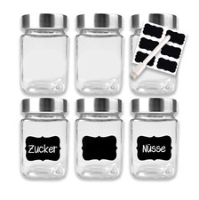 6 Vorratsdosen Set 300ml Vorratsgläser Edelstahl Dose Mehl Zucker Müsli Kaffee