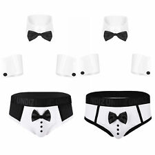 DE Herren Unterwäsche Butle Kellner Anzug Kragen Manschette Slip Party Halloween