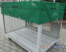 Abdeckhaube  für DB Gitterbox mit Ösen aus UV beständiger LKW Plane in 680 gr/m²