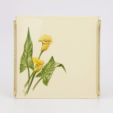 Fliese Fliesen/Topf-Untersetzer  Kachel 1950/60er  - vintage Motiv: gelbe Calla