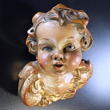 großer Engelskopf, Putte, handgeschnitzt, Grödner Tal