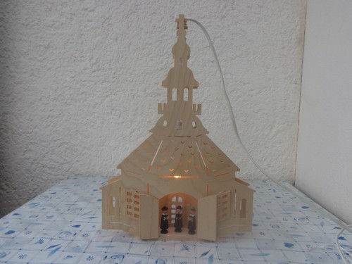 Deko holz kirche mit sängern - deko,