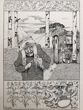 Heinrich Vogeler Worpswede Radierung - Die Hexe II 100 Ex.