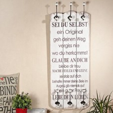 Wandgarderobe 100cm Shabby Chic Garderobenpaneel 6 Hakenleiste Holz Garderobe