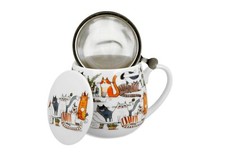 DUO Lazy Cats Teetasse mit Sieb und Deckel 0,43 L Porzellan