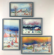 Naive Hinterglasmalerei 4er