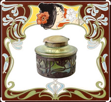 Joh. Loetz Witwe Olympia Glas Seerosen-Dekor Antike Jugendstil Tintenfass 1900