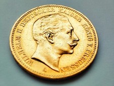 20 Mark PREUSSEN Wilhelm II. 1901 (A) .900 Goldmünze, Sehr Schön in Kapsel J#252