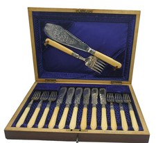 Antikes fischbesteck set - antikes,