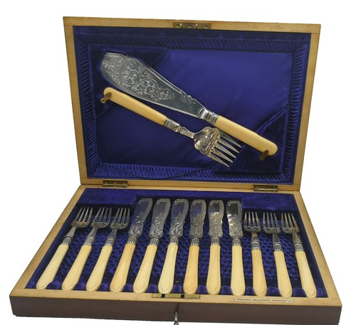 Antikes fischbesteck set - antikes,
