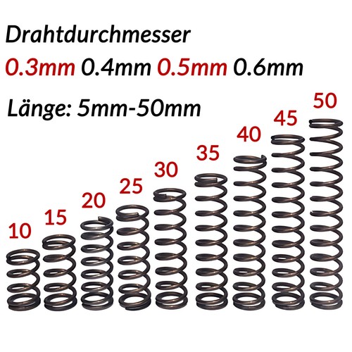 10x druckfeder 3mm - 0,3mm, 0,4mm