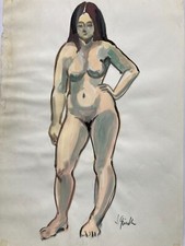 Gouache stehender weiblicher - stehender,