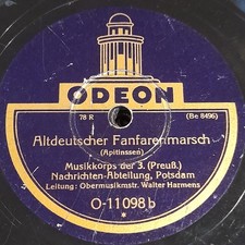 Musikkorps Harmens ALTDEUTSCHER FANFAREN MARSCH Schellackplatten Grammophon
